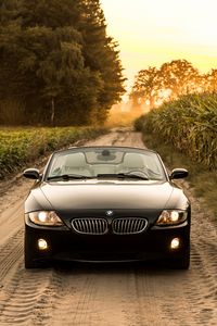 Preview wallpaper bmw, car, front view, headlight, road