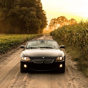 Preview wallpaper bmw, car, front view, headlight, road