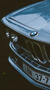 Preview wallpaper bmw, car, gray, old, front view