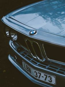 Preview wallpaper bmw, car, gray, old, front view