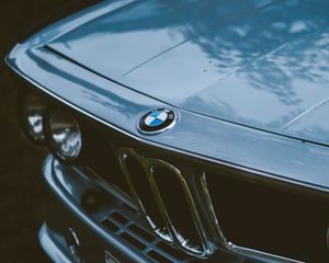 Preview wallpaper bmw, car, gray, old, front view