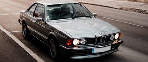 Preview wallpaper bmw, car, gray, road, city