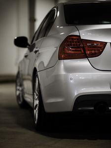 Preview wallpaper bmw, car, gray, tailights, back view