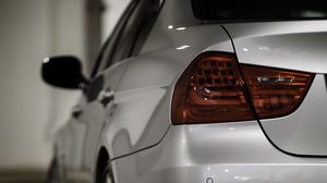 Preview wallpaper bmw, car, gray, tailights, back view