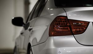 Preview wallpaper bmw, car, gray, tailights, back view