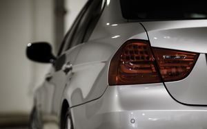 Preview wallpaper bmw, car, gray, tailights, back view