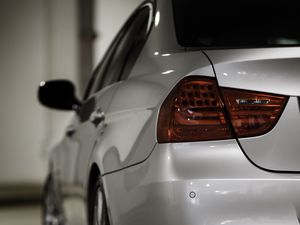 Preview wallpaper bmw, car, gray, tailights, back view