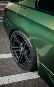 Preview wallpaper bmw, car, green, wheel