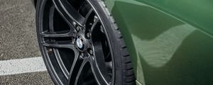 Preview wallpaper bmw, car, green, wheel