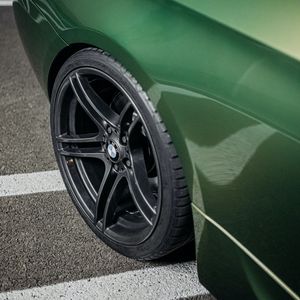 Preview wallpaper bmw, car, green, wheel