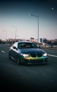 Preview wallpaper bmw, car, green, road