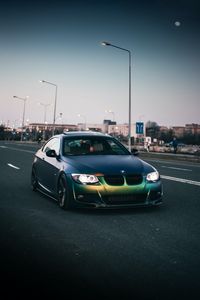 Preview wallpaper bmw, car, green, road