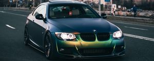 Preview wallpaper bmw, car, green, road