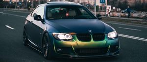 Preview wallpaper bmw, car, green, road