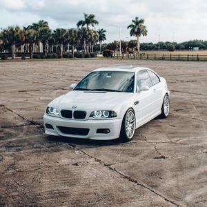 Preview wallpaper bmw, car, headlights, glow, white