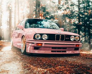 Preview wallpaper bmw, car, pink, tuning