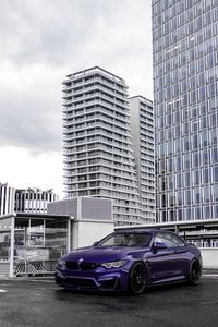 Preview wallpaper bmw, car, purple, parking