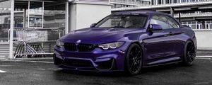 Preview wallpaper bmw, car, purple, parking