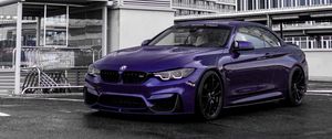 Preview wallpaper bmw, car, purple, parking
