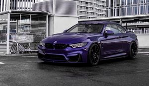 Preview wallpaper bmw, car, purple, parking
