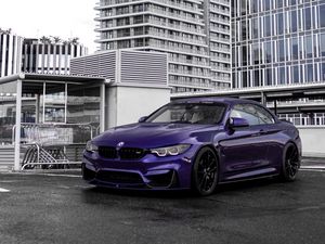 Preview wallpaper bmw, car, purple, parking