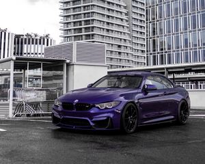 Preview wallpaper bmw, car, purple, parking