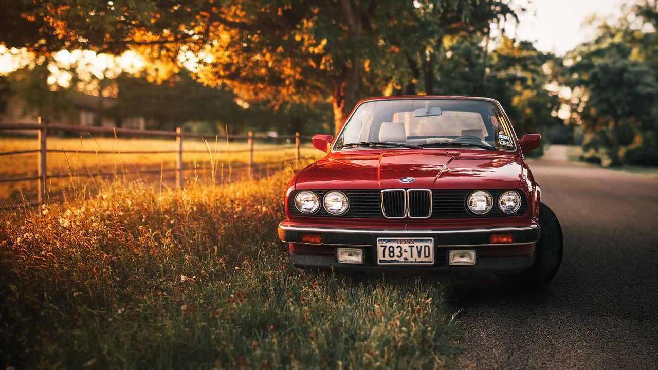 Wallpaper bmw, car, red, retro, road