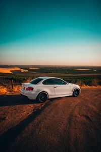 Preview wallpaper bmw, car, side view, white, field