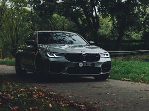 Preview wallpaper bmw, car, side view, road, transport