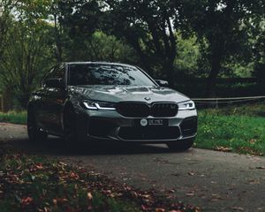 Preview wallpaper bmw, car, side view, road, transport