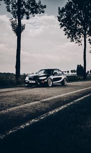 Preview wallpaper bmw, car, spoiler, black, road
