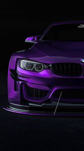 Preview wallpaper bmw, car, sportscar, purple, front view