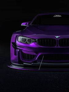 Preview wallpaper bmw, car, sportscar, purple, front view