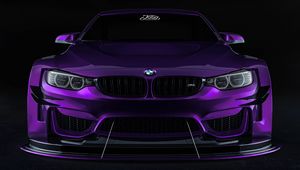 Preview wallpaper bmw, car, sportscar, purple, front view