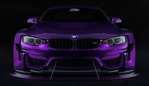 Preview wallpaper bmw, car, sportscar, purple, front view