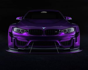 Preview wallpaper bmw, car, sportscar, purple, front view