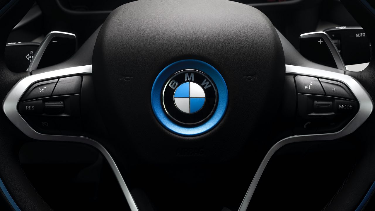 Wallpaper bmw, car, steering wheel, black, brand