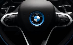 Preview wallpaper bmw, car, steering wheel, black, brand