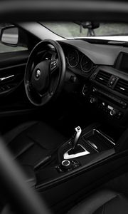 Preview wallpaper bmw, car, steering wheel, seat, salon, black