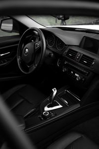 Preview wallpaper bmw, car, steering wheel, seat, salon, black