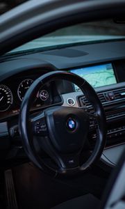 Preview wallpaper bmw, car, steering wheel, control panel, salon