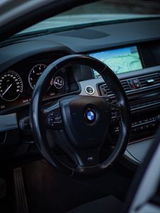 Preview wallpaper bmw, car, steering wheel, control panel, salon