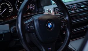 Preview wallpaper bmw, car, steering wheel, control panel, salon