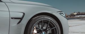 Preview wallpaper bmw, car, wheel, gray