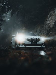 Preview wallpaper bmw, car, white, light, front view