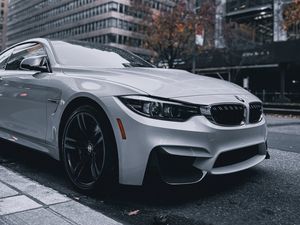 Preview wallpaper bmw, car, white, street