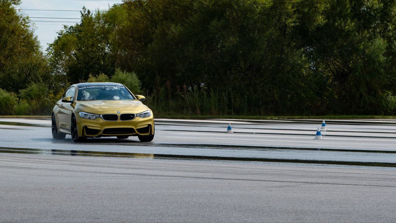 Wallpaper bmw, car, yellow, road