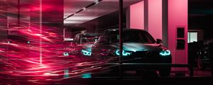 Preview wallpaper bmw, cars, long exposure, light, lines