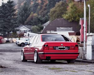 Preview wallpaper bmw, e34, 532i, tuning, red, cars, rear view