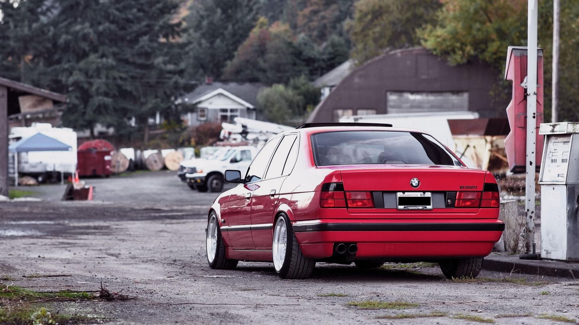 Download wallpaper 1920x1080 bmw, e34, 532i, tuning, red, cars, rear ...